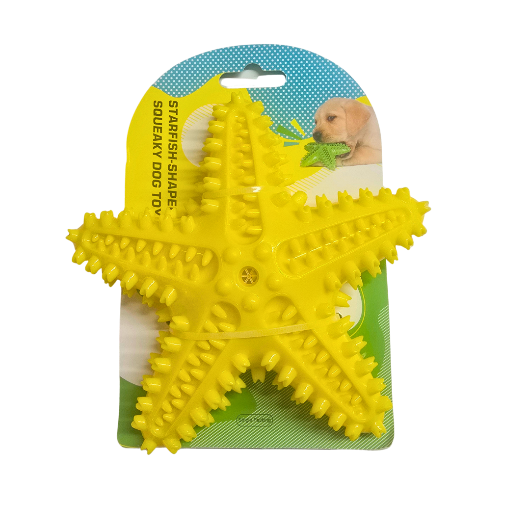 Starfish Textured Dental Chew Toy with Squeaker