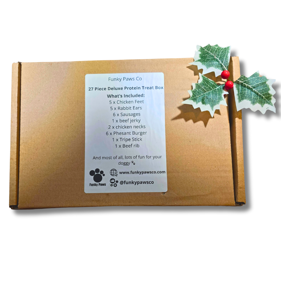 27 Piece Deluxe Protein Box | High Protein Natural Dog Treats UK | Funky Paws Co