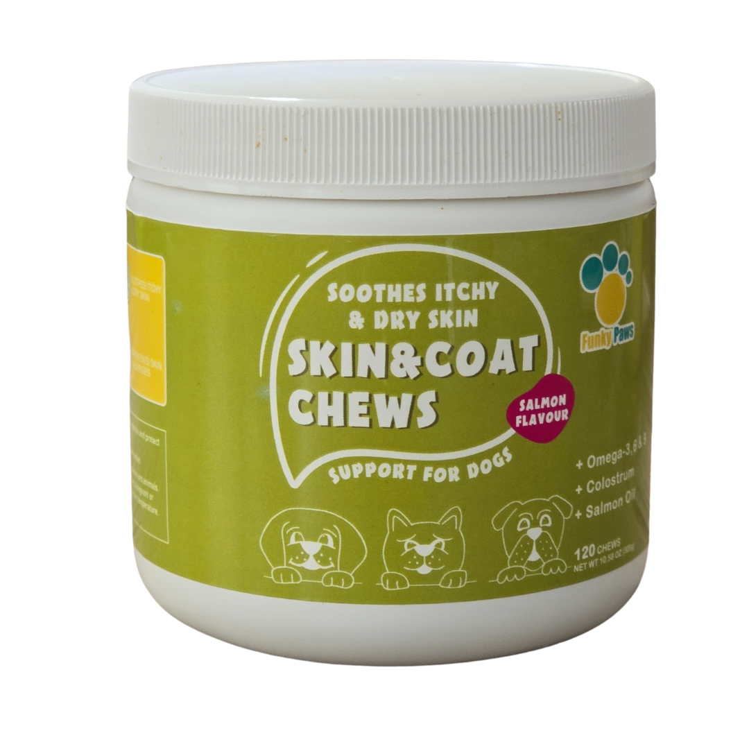 Skin & Coat Chews for Dogs by Funky Paws Co – omega-rich dog supplement UK
