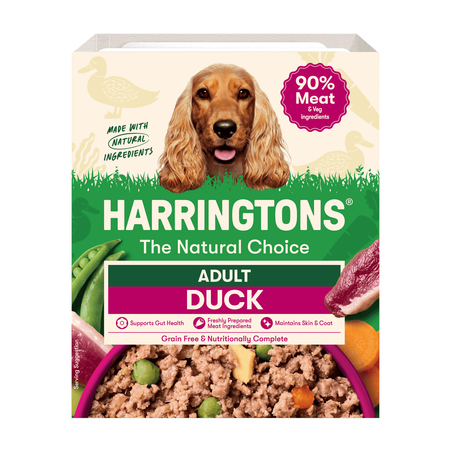Harringtons grain-free Duck with Potato & Vegetables wet dog food tray