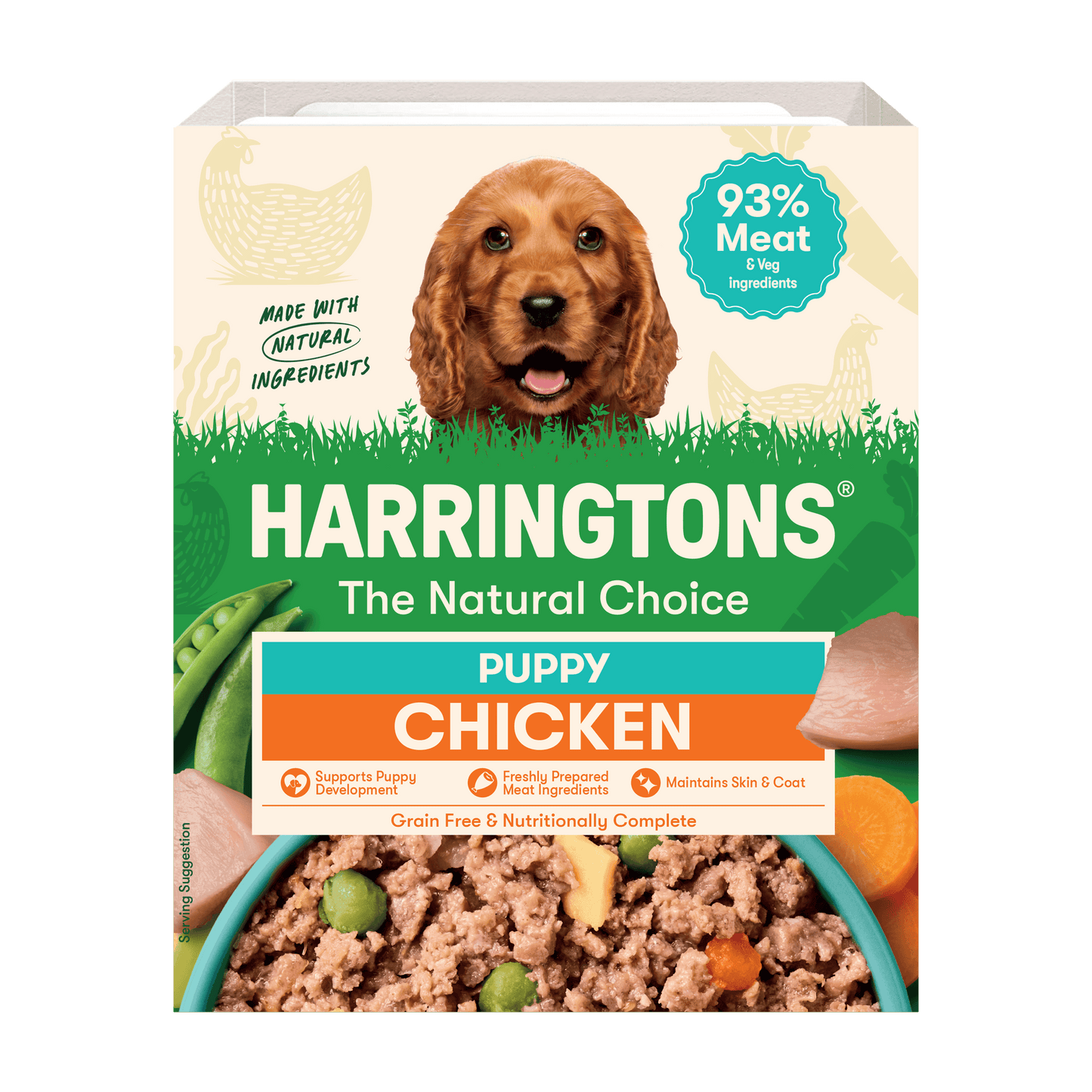 Harringtons grain-free Chicken with Potato & Vegetables wet puppy food tray