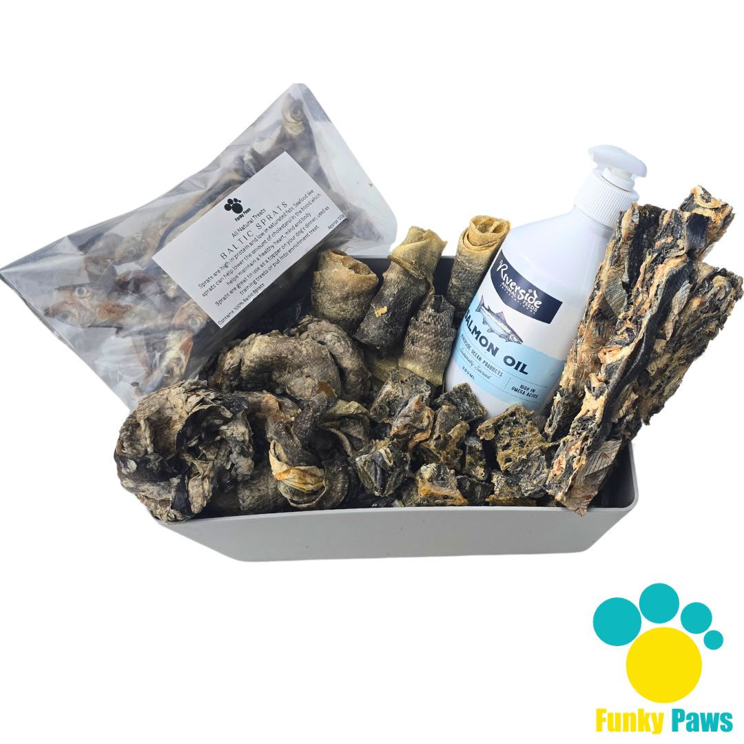 The Ocean Feast Bundle | Natural Fish Dog Treats & Salmon Oil UK | Funky Paws Co