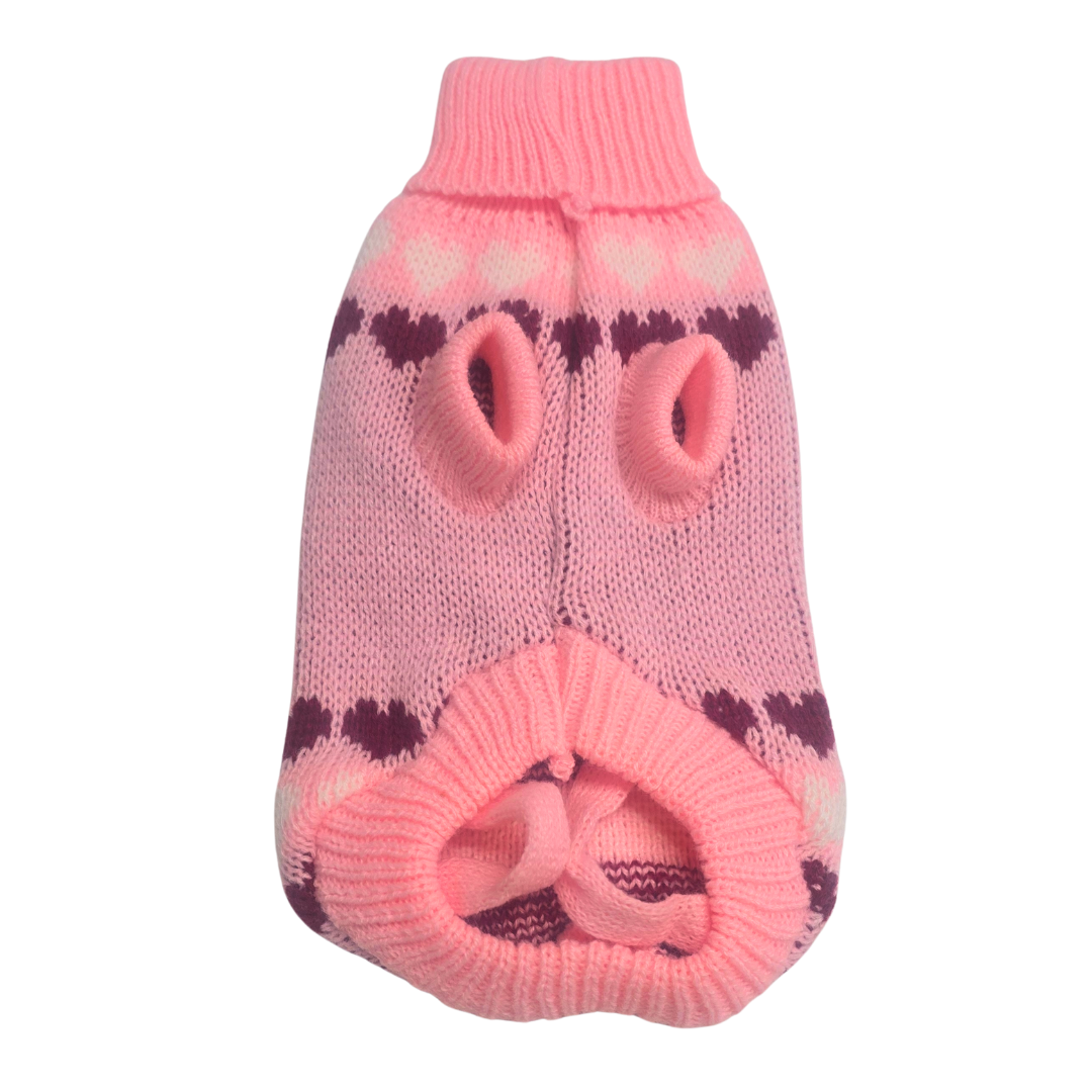 Pink Heart Knit Dog Jumper