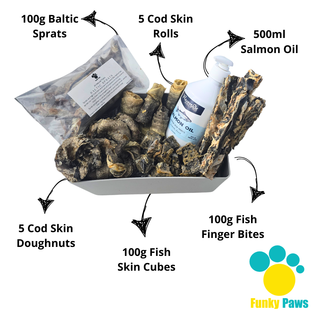 The Ocean Feast Bundle | Natural Fish Dog Treats & Salmon Oil UK | Funky Paws Co