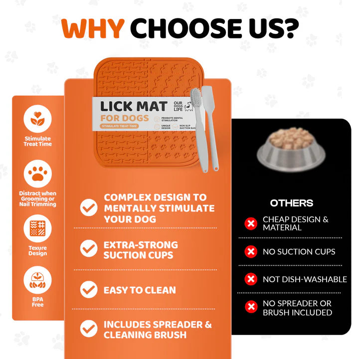 Dogs Life Lick Mat, Spreader Tool & Cleaning Brush