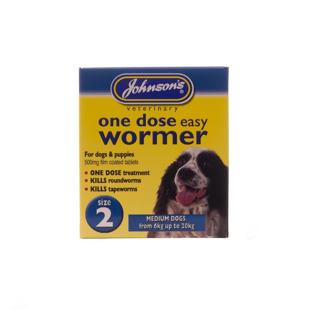 Johnsons - One Dose Wormer For Dogs - Multiple Sizes
