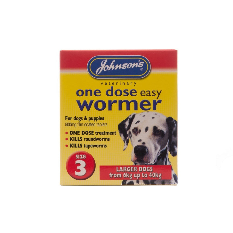 Johnsons - One Dose Wormer For Dogs - Multiple Sizes