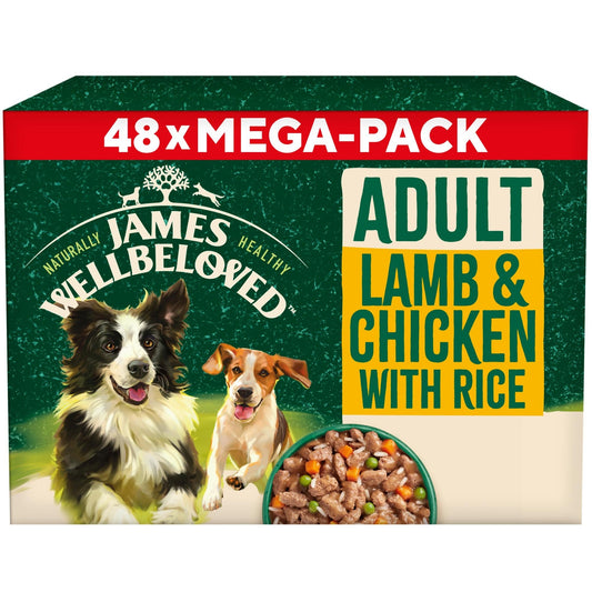James Wellbeloved Adult Lamb, Chicken & Rice in gravy wet dog food pouches