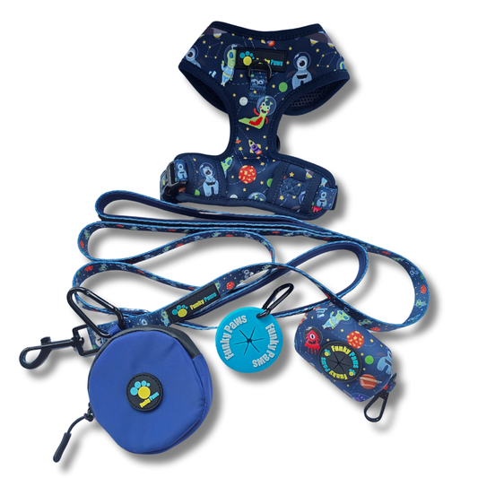 The Ultimate Dog Walk Bundle + Adjustable Harness - Outer Space