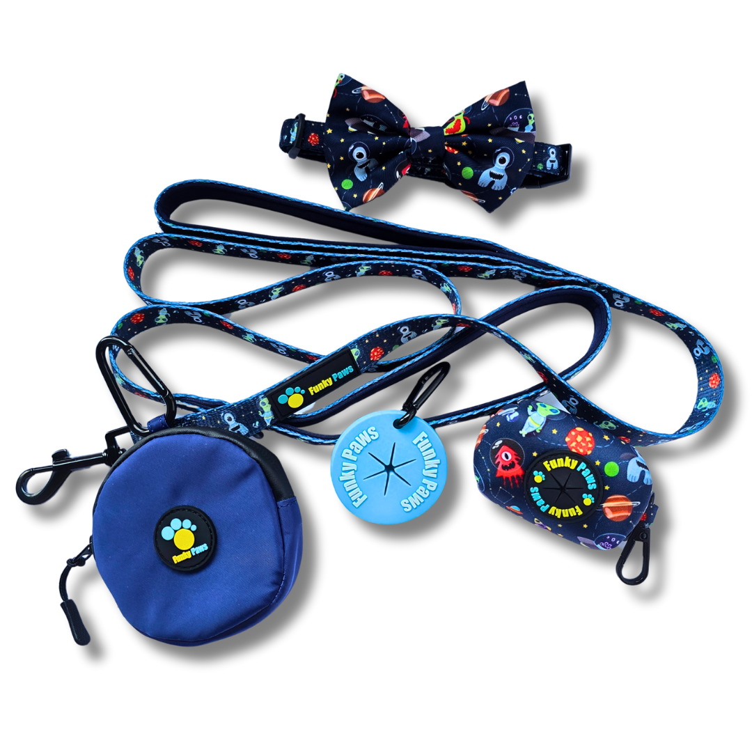 The Ultimate Dog Walk Bundle + Collar and Bowtie - Outer Space