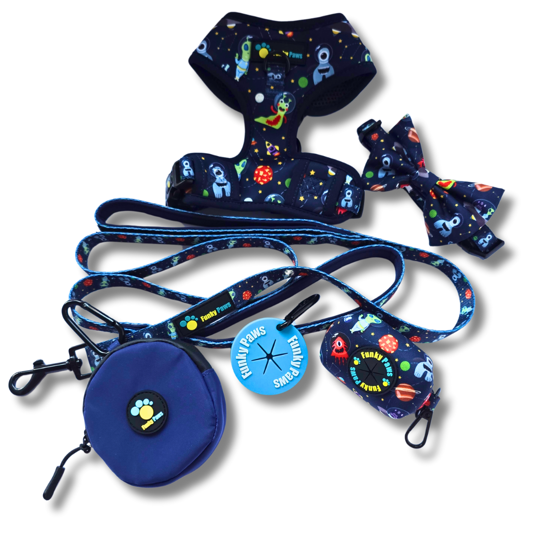 The Ultimate Dog Walk Bundle + Adjustable Harness and Collar with Bowtie - Funky Foodie