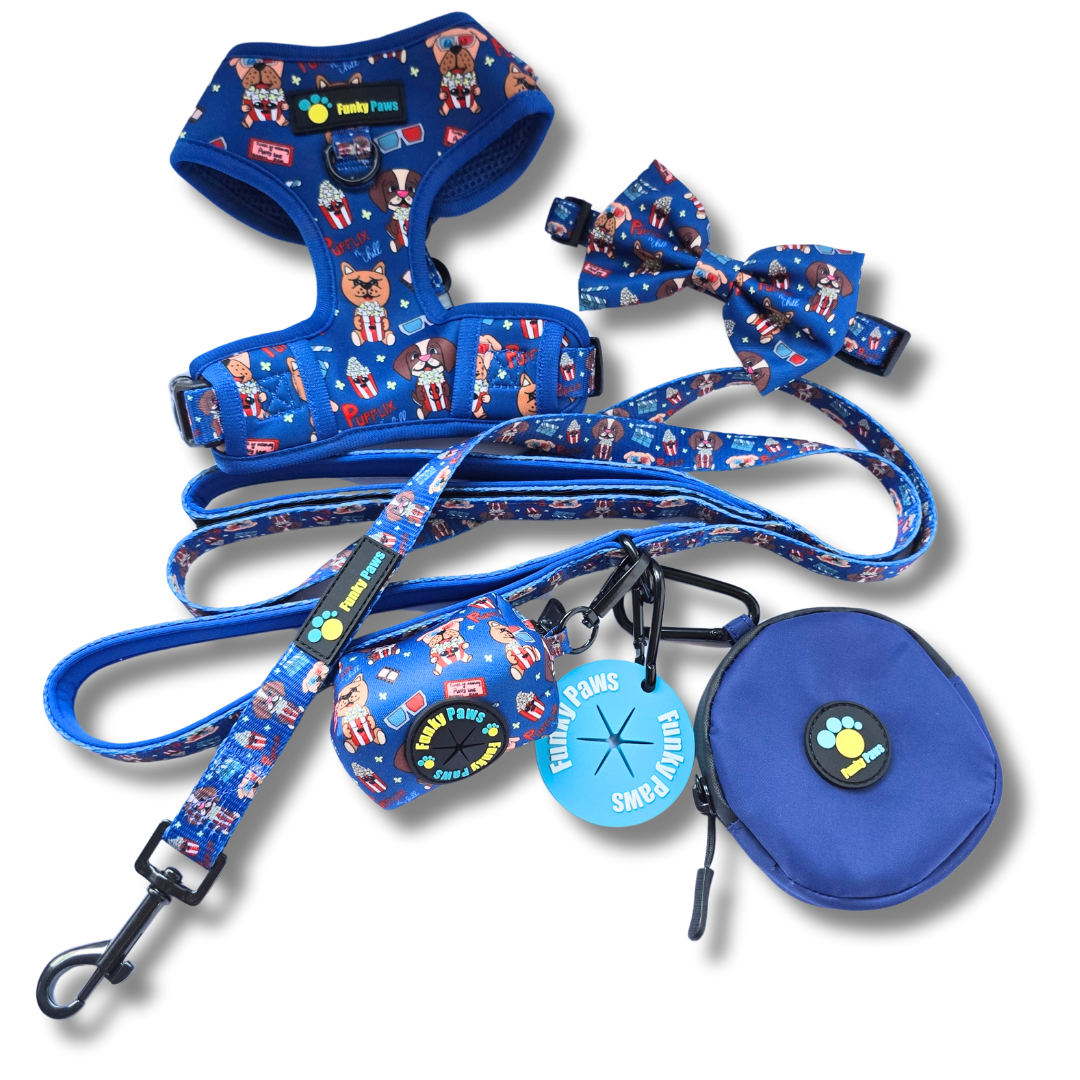 The Ultimate Dog Walk Bundle + Adjustable Harness and Collar with Bowtie - Funky Foodie