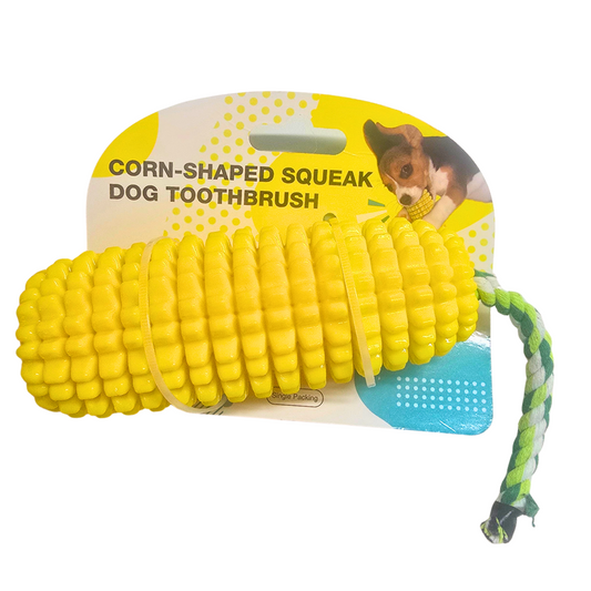Corn-Shaped Squeak Dog Toothbrush Toy