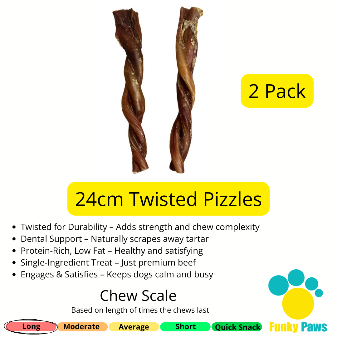 24cm Twisted Pizzle Stick - 2 Pieces