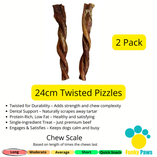 24cm Twisted Pizzle Stick - 2 Pieces