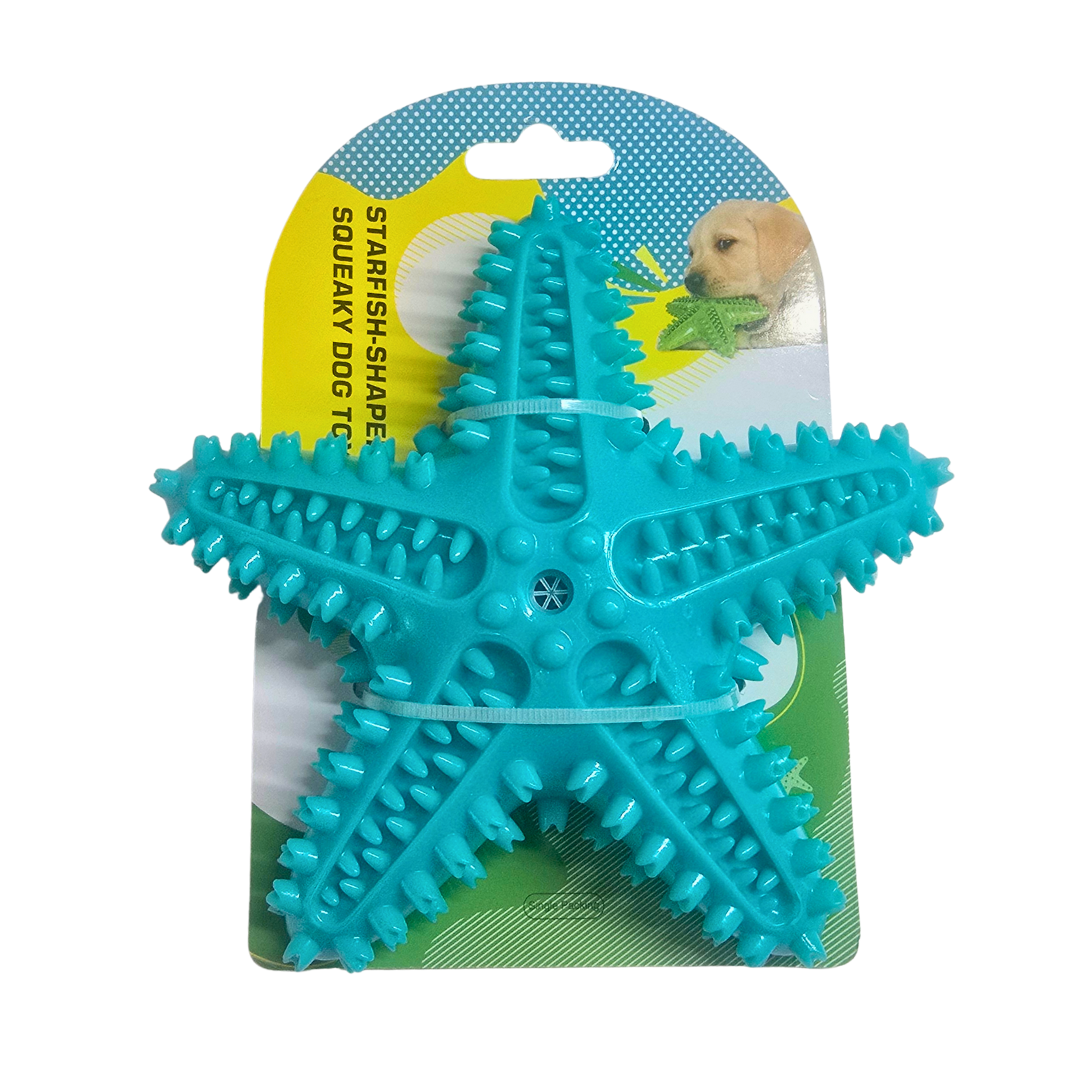 Starfish Textured Dental Chew Toy with Squeaker