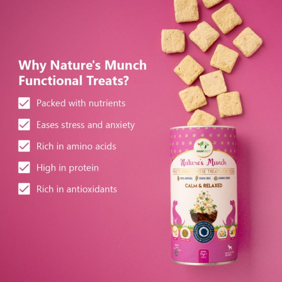 Pawfect Nature's Munch Freeze-Dried cheese Calming treats for Dogs(75g/2.65oz)