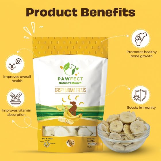 Pawfect Nature's Munch Freeze-Dried Crispy Banana Treats for Dogs (55g/1.94oz)