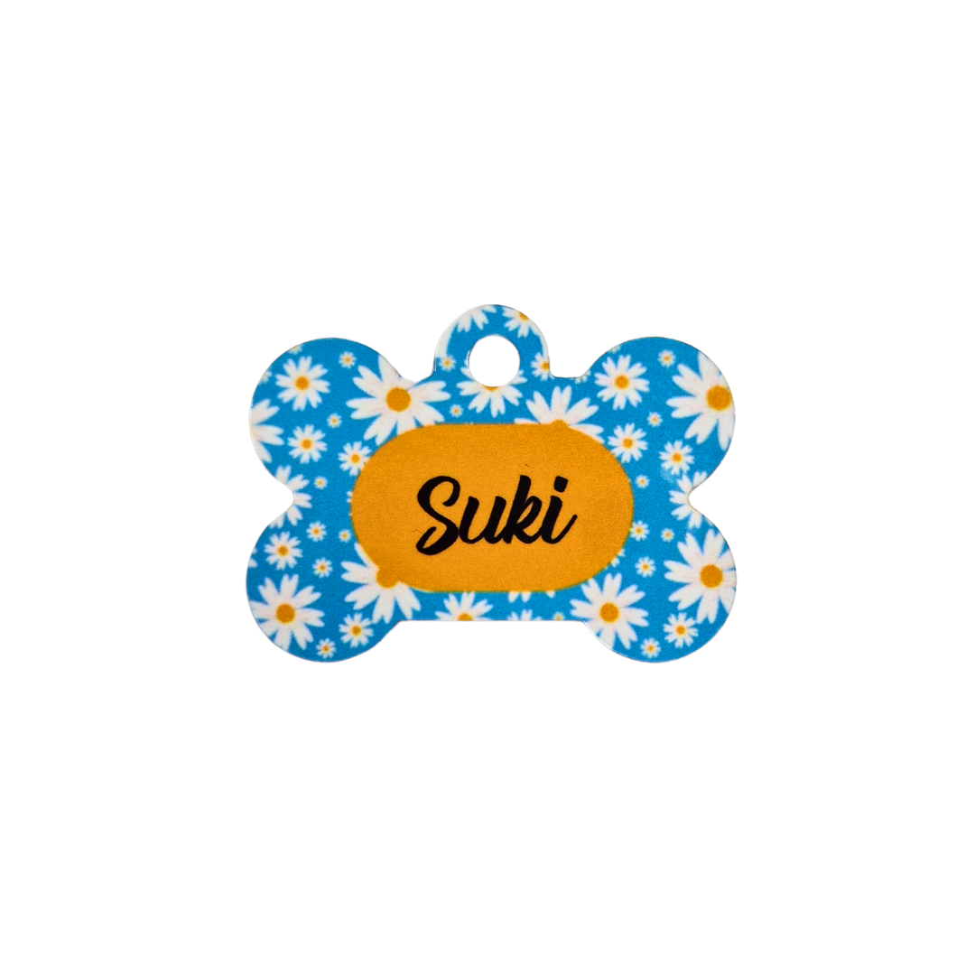 Sublimated Bone Dog Tag - Cool Daisy