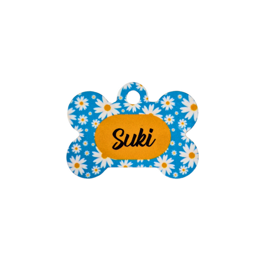 Sublimated Bone Dog Tag - Cool Daisy