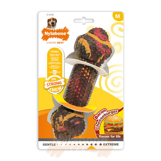 Nylabone Bacon with Cheese Strong Rubber Bone Medium