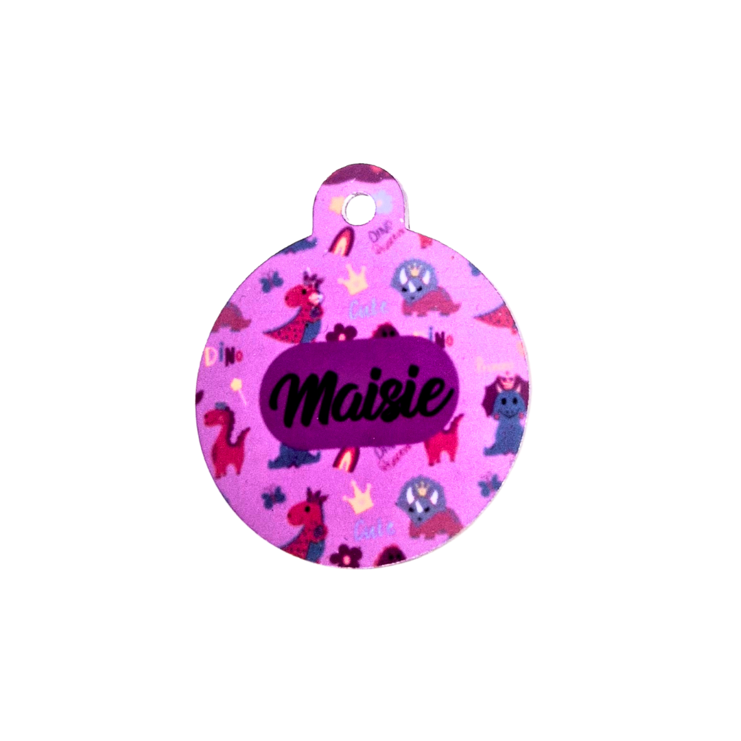 Sublimated Dog Tag - Dino Princess