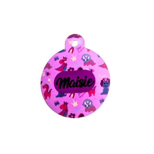 Sublimated Dog Tag - Dino Princess