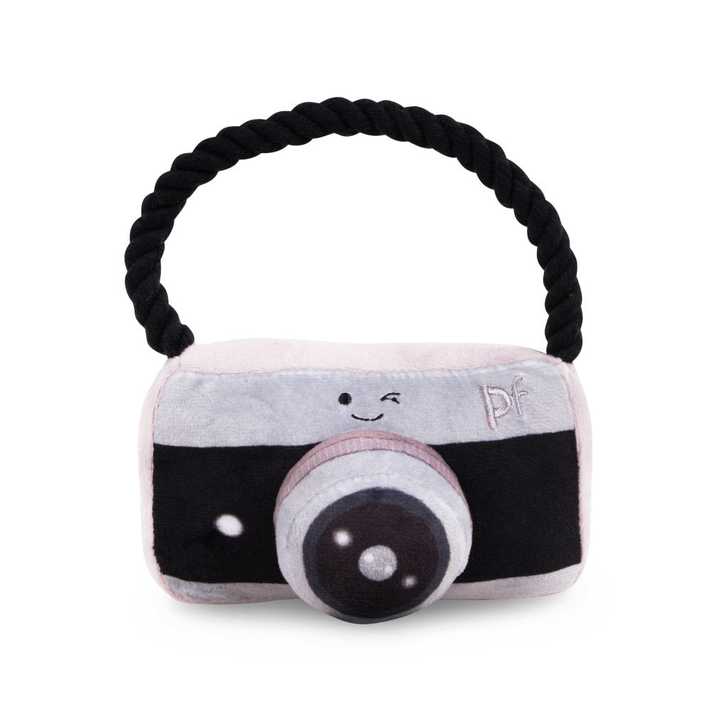 Petface Retro Camera With Rope Plush Dog Toy | Funky Paws Co