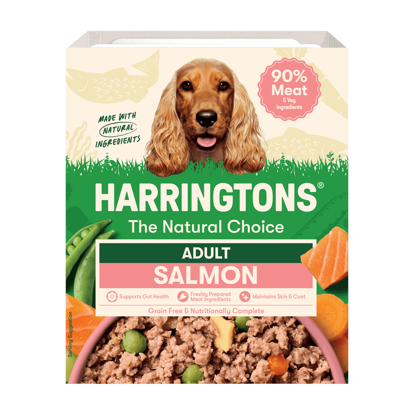 Harringtons grain-free Salmon with Potato & Vegetables wet dog food tray