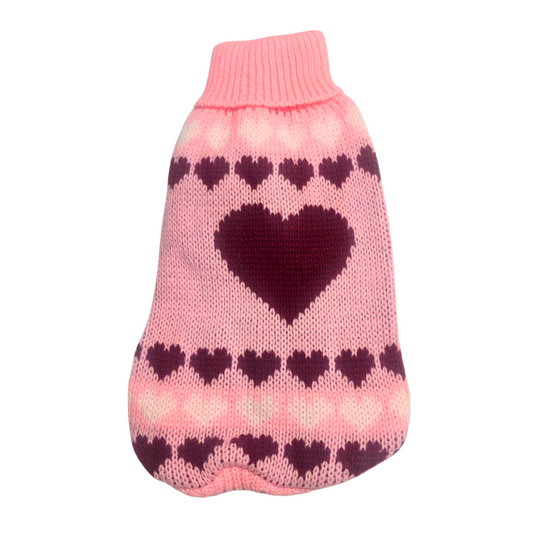 Pink Heart Knit Dog Jumper