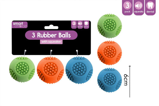 Squeaky Rubber Balls - 3 Pack