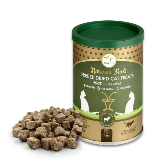 Pawfect Nature's Feast Freeze-Dried Goat Meat Treats for Cats | Funky Paws Co
