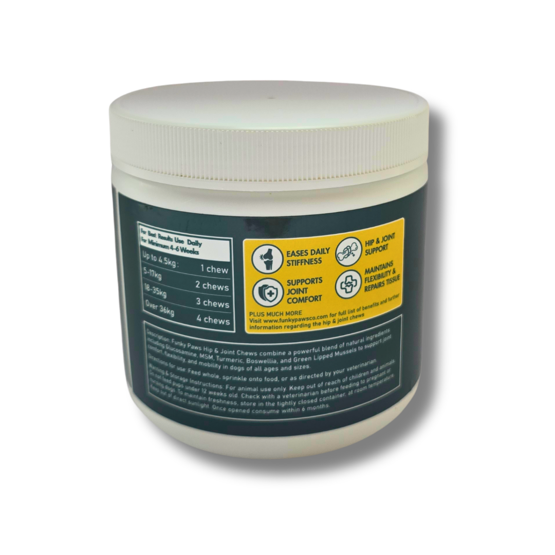 Hip & Joint Chews for Dogs | Glucosamine & Turmeric Mobility Supplement UK | Funky Paws Co