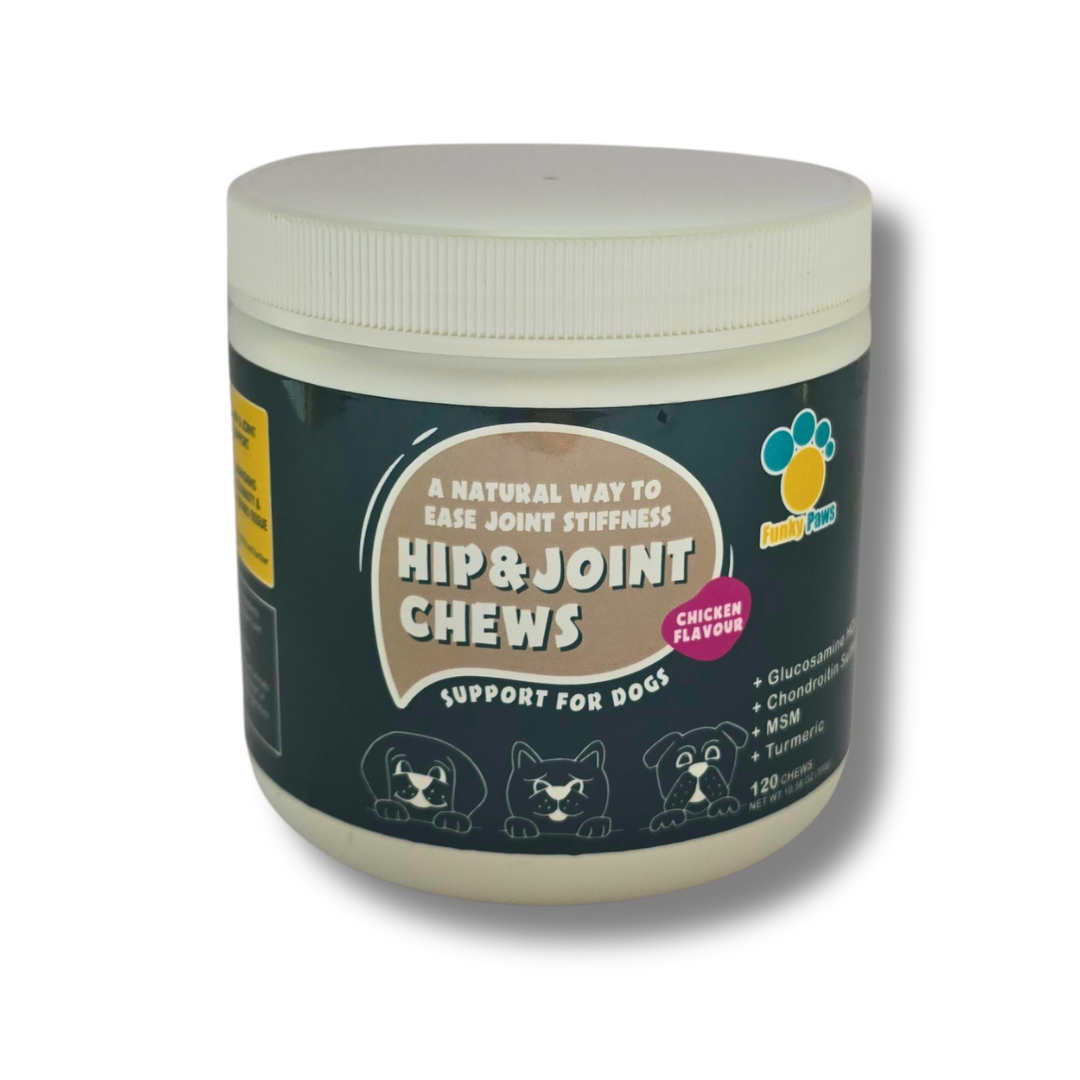 Hip & Joint Chews for Dogs | Glucosamine & Turmeric Mobility Supplement UK | Funky Paws Co